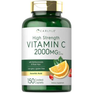 Carlyle Nutritionals Vitamin C 2000mg per serving with Rose Hips & Bioflavonoids | 150 Caplets