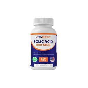 Vitamatic Folic Acid 800mcg - 500 Vegetarian Tablets