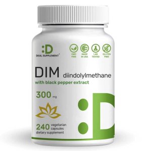 Deal Supplement DIM with Black Pepper Extract 300mg, 240 Vegetarian Capsules