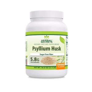 Herbal Secrets Psyllium Husk Powder Sugar-Free Fiber Orange Flavor 36.8 Oz