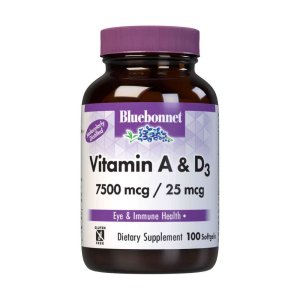 Bluebonnet Nutrition Vitamin a & D3 7500 Mcg / 25 Mcg 100 Softgels