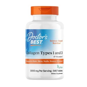 Doctor's Best Collagen Types 1 and 3 with Peptan and Vitamin C, 1,000 Mg, 540 Tablets