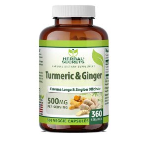 Herbal Secrets Turmeric & Ginger (curcuma Longa & Zingiber Officinale) 500 Mg 360 Veggie Capsules