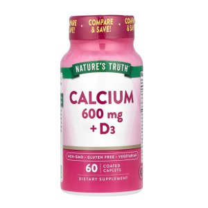 Nature's Truth Calcium 600mg + D3 – 60 Coated Caplets, Bone & Immune Support
