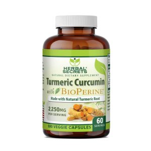 Herbal Secrets Turmeric Curcumin with Bio Perine 2250 Mg per Serving 180 Veggie Capsules