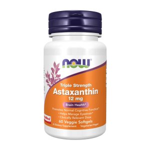 Now Foods Triple Strength Astaxanthin 12 Mg – Brain & Eye Health Support – Clinically Relevant Dose – 60 Veggie Softgels