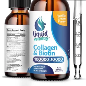 Liquid Naturals Collagen & Biotin – 100,000 Mcg + 30,000 Mcg | Ultra Strength Liquid | 2 Fl Oz