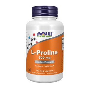Now Foods L-Proline 500mg – Collagen Support & Joint Health – 120 Veg Capsules