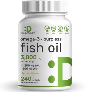 Deal Supplement Omega 3 Fish Oil , 3,000mg Per Serving, 240 Softgels