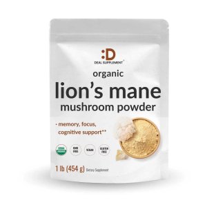Deal Supplement Organic Lions Mane Mushroom Powder , 1,500mg Per Serving, 1lb