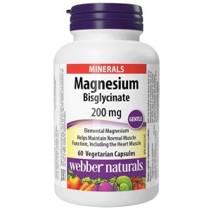 Webber Naturals Magnesium Bisglycinate 200mg – Gentle Formula 60 Capsules