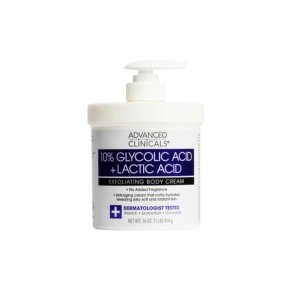 Advanced Clinicals 10% Glycolic Acid + Lactic Acid Body Cream 454g