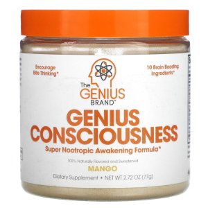 Genius Consciousness Nootropic Powder – Super Brain Boosting Formula | Mango Flavor | 100% Natural Dietary Supplement