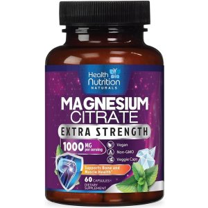 Health Nutrition Naturals Magnesium Citrate 1000mg – 60 Vegan Capsules