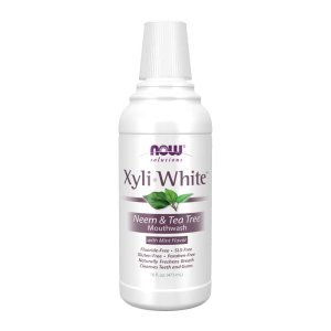 Now Foods Xyli White Neem & Tea Tree Mouthwash – Mint Flavor – Fluoride-Free, Sls-Free – 16 Fl Oz (473 M L)