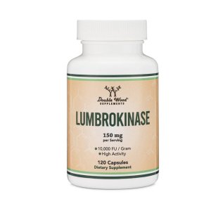 Double Wood Lumbrokinase – High-Activity 150mg, 10,000 FU/Gram | 120 Capsules Dietary Supplement