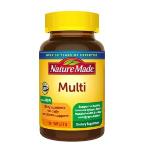 Nature Made Multi with Iron – Daily Nutritional Support for Immune, Bone, Muscle & Energy Health 130 Tablets | Dietary Supplement | Over 50 Years of Expertise