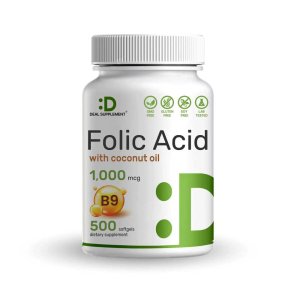 Deal Supplement Folic Acid 1000 mcg (1 mg), 500 Coconut Oil Softgels