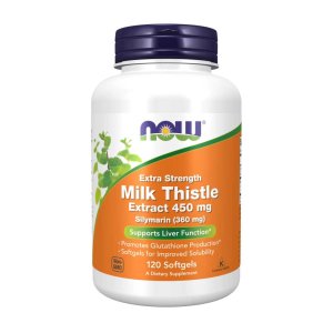 Now Foods Milk Thistle Extract 450 Mg Extra Strength – 360 Mg Silymarin for Liver Support & Glutathione Production – 120 Softgels
