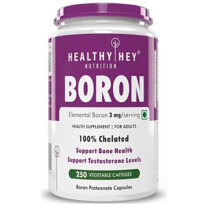 Healthy Hey Nutrition Boron Elemental 3mg – Bone Health & Testosterone Support, 250 Vegetable Capsules