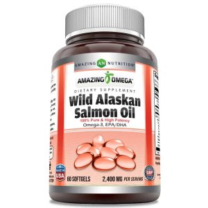 Amazing Omega Wild Alaskan Salmon Oil 2400 Mg per Serving 60 Softgels