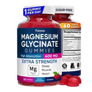 Purawex Magnesium Glycinate Gummies – Extra Strength 400mg 60 Gummies