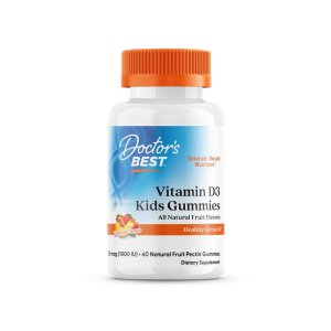Doctor's Best Doc's Kids, Vitamin D3 Gummies, All Natural Fruit, 25 Mcg (1,000 Iu), 60 Natural Fruit Pectin Gummies