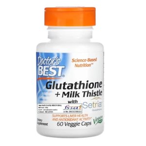 Doctor's Best Glutathione + Milk Thistle Set – 60 Veggie Capsules | Antioxidant & Liver Support