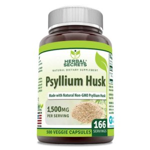 Herbal Secrets Psyllium Husk 1500 Mg per Serving 500 Veggie Capsules
