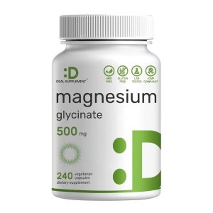 Deal Supplement Magnesium Glycinate 500mg – Supports Relaxation & Muscle Function 240 Capsules | Dietary Supplement
