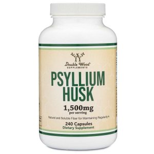 Double Wood Psyllium Husk – 1,500mg Fiber Supplement for Digestive Health | 240 Capsules