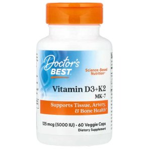 Doctor's Best Vitamin D3 + K2 Mk-7 Veggie Caps 60 Count